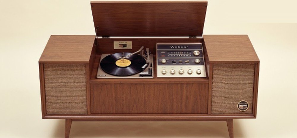 Console Stereo Phonograph, Walnut Cabinet